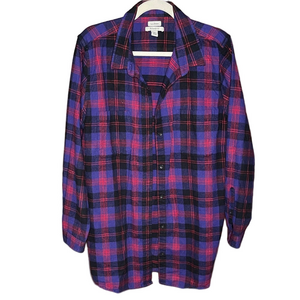 L.L. Bean Purple Black Red Plaid Button-Down Shirt